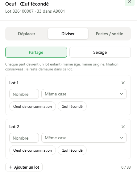 Division des lots
